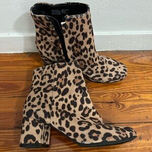 Cheetah print heeled boots